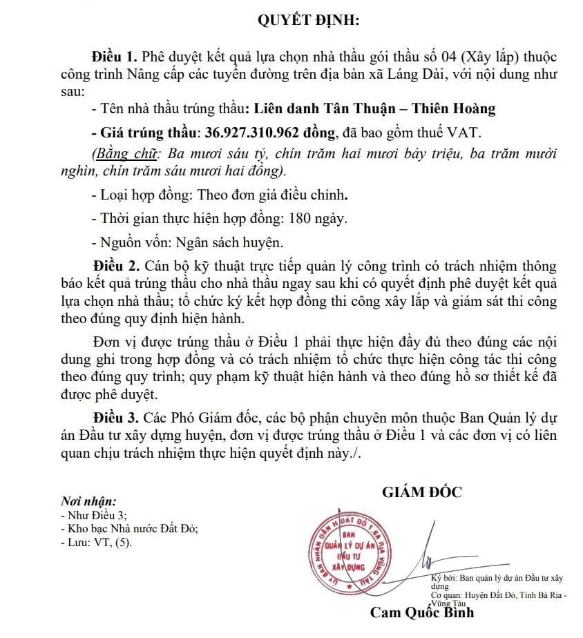 Công ty TNHH Xây dựng Sản xuất Tân Thuận có nhân sự “khiêm tốn” vẫn trúng thầu hàng nghìn tỷ tại Bà Rịa – Vũng Tàu -0