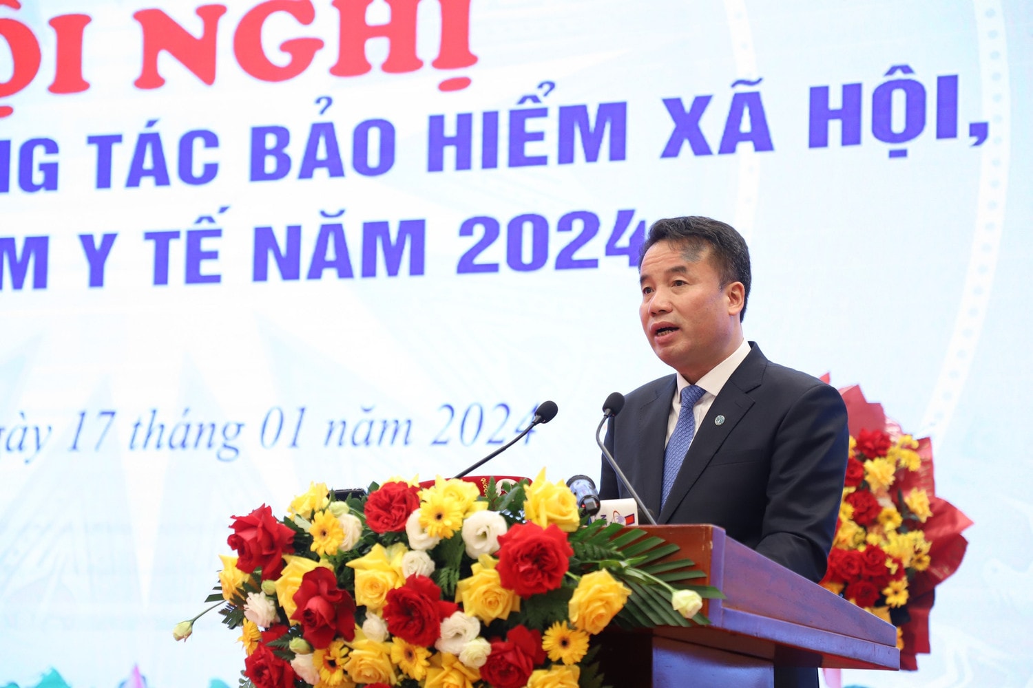 Tổng Giám đốc BHXH Việt Nam Nguyễn Thế Mạnh phát biểu khai mạc. Ảnh: Hải Yến
