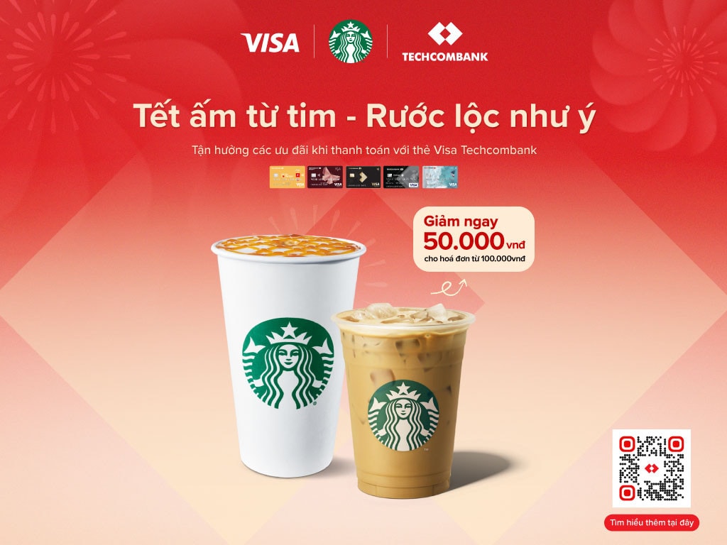 Techcombank hợp tác Starbucks Việt Nam đem “Tết ấm từ tim - Rước lộc như ý” tới khách hàng -0