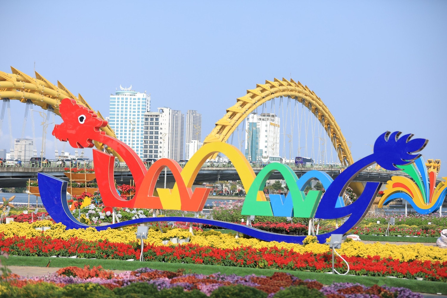 Rực rỡ đường hoa Tết đón “Rồng vàng” ở Đà Nẵng -0