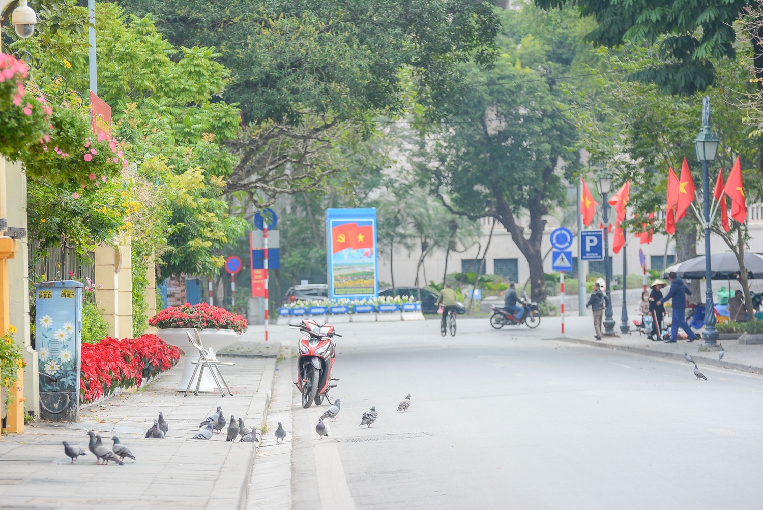 Hà Nộ Mùng 1 Tết: Phố phường rực rỡ cờ hoa mừng xuân Giáp Thìn -3