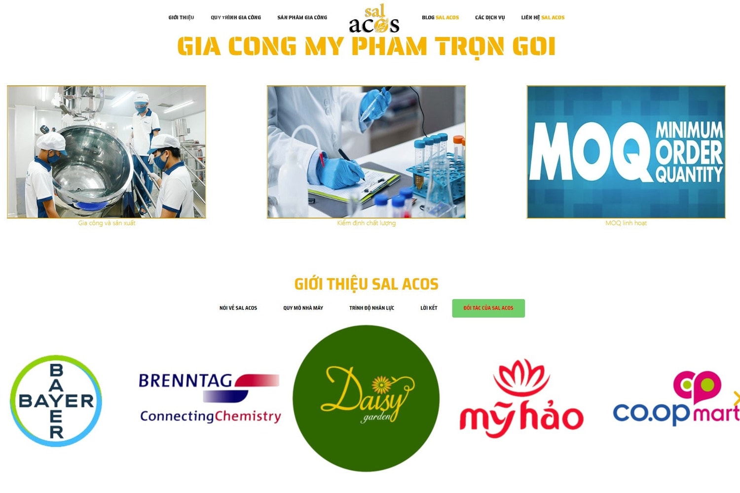 Công ty TNHH Salacos được giới thiệu là cớ hợp tác với nhiều thương hiệu hóa mỹ phẩm có tiếng trên thị trường