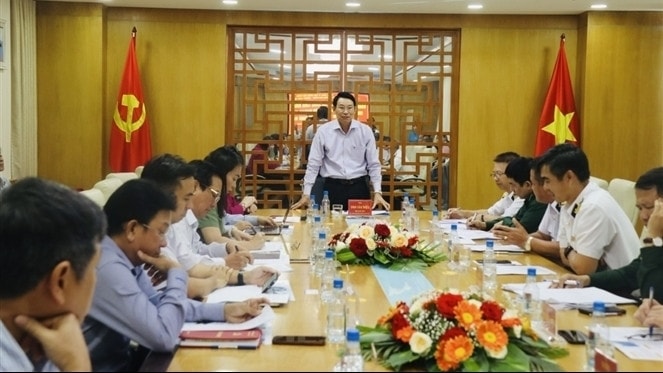 Phó Chủ tịch UBND tỉnh Đinh Văn Thiệu phát biểu kết luận buổi làm việc - ẢNH X. THÀNH