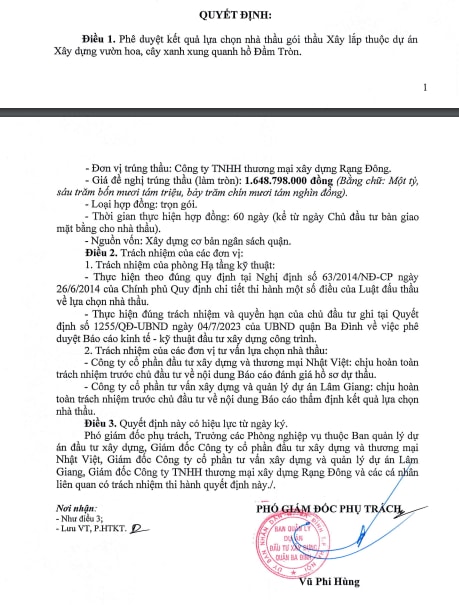 Quận Ba Đình: Công ty TNHH Thượng mại xây dựng Rạng Đông trúng liên tiếp các gói thầu cải tạo vườn hoa -0