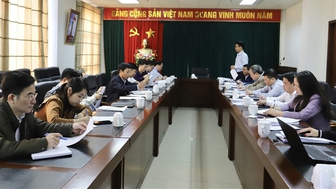 Đoàn ĐBQH tỉnh Lai Châu giám sát tại Sở Tài nguyên và Môi trường. Ảnh Thanh Hà.
