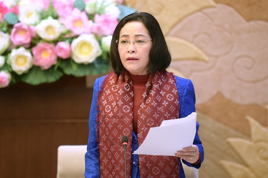 Trưởng Ban Công tác đại biểu Nguyễn Thị Thanh - Trưởng Ban soạn thảo báo cáo tiến độ triển khai tại buổi làm việc Phó Chủ tịch Thường trực Quốc hội Trần Thanh Mẫn làm việc với Ban soạn thảo Nghị quyết của Ủy ban Thường vụ Quốc hội về vị trí việc làm và chính sách tiền lương mới -0