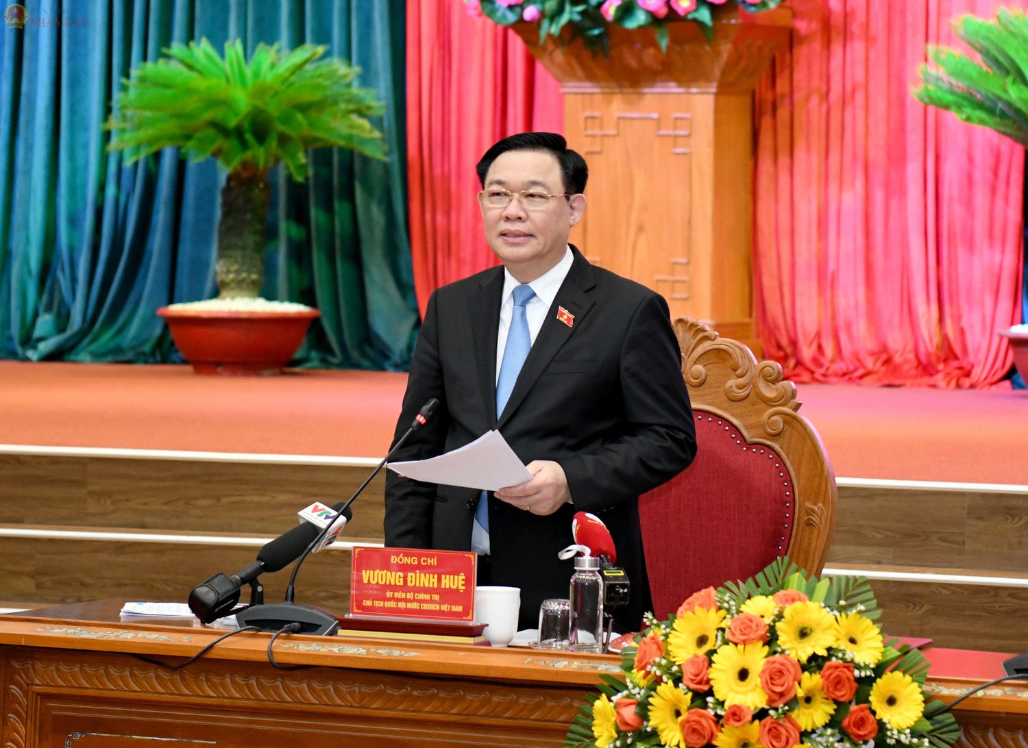 Chủ tịch Quốc hội Vương Đình Huệ phát biểu. Ảnh: Lâm Hiển Chủ tịch Quốc hội Vương Đình Huệ: Nêu cao