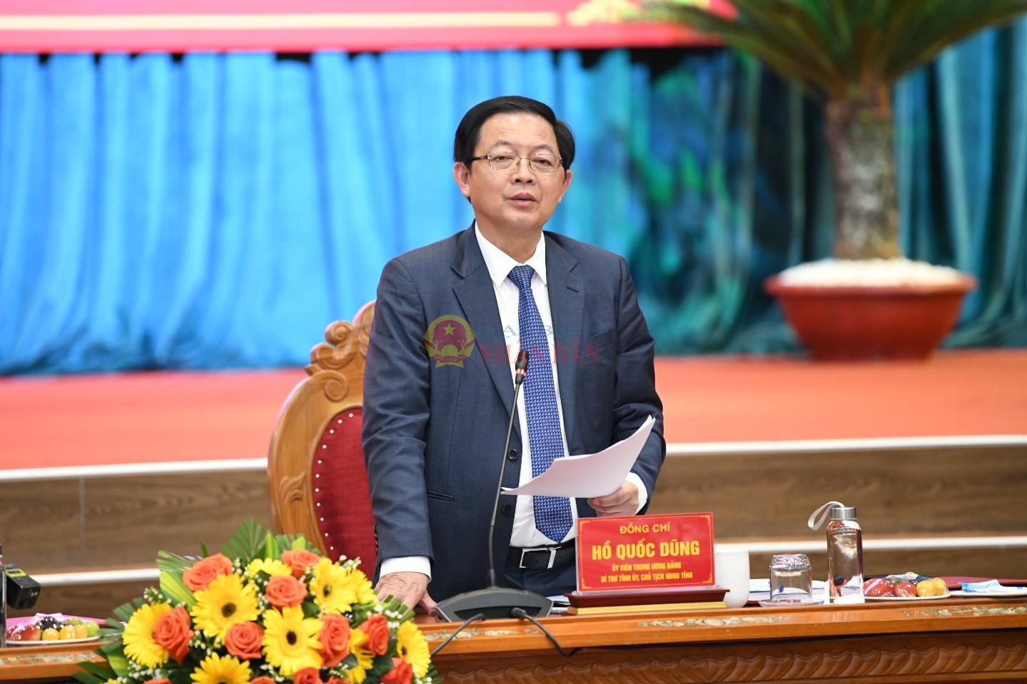 Bí thư Tỉnh ủy Bình Định Hồ Quốc Dũng phát biểu. Ảnh: Lâm Hiển Chủ tịch Quốc hội Vương Đình Huệ: Nêu cao