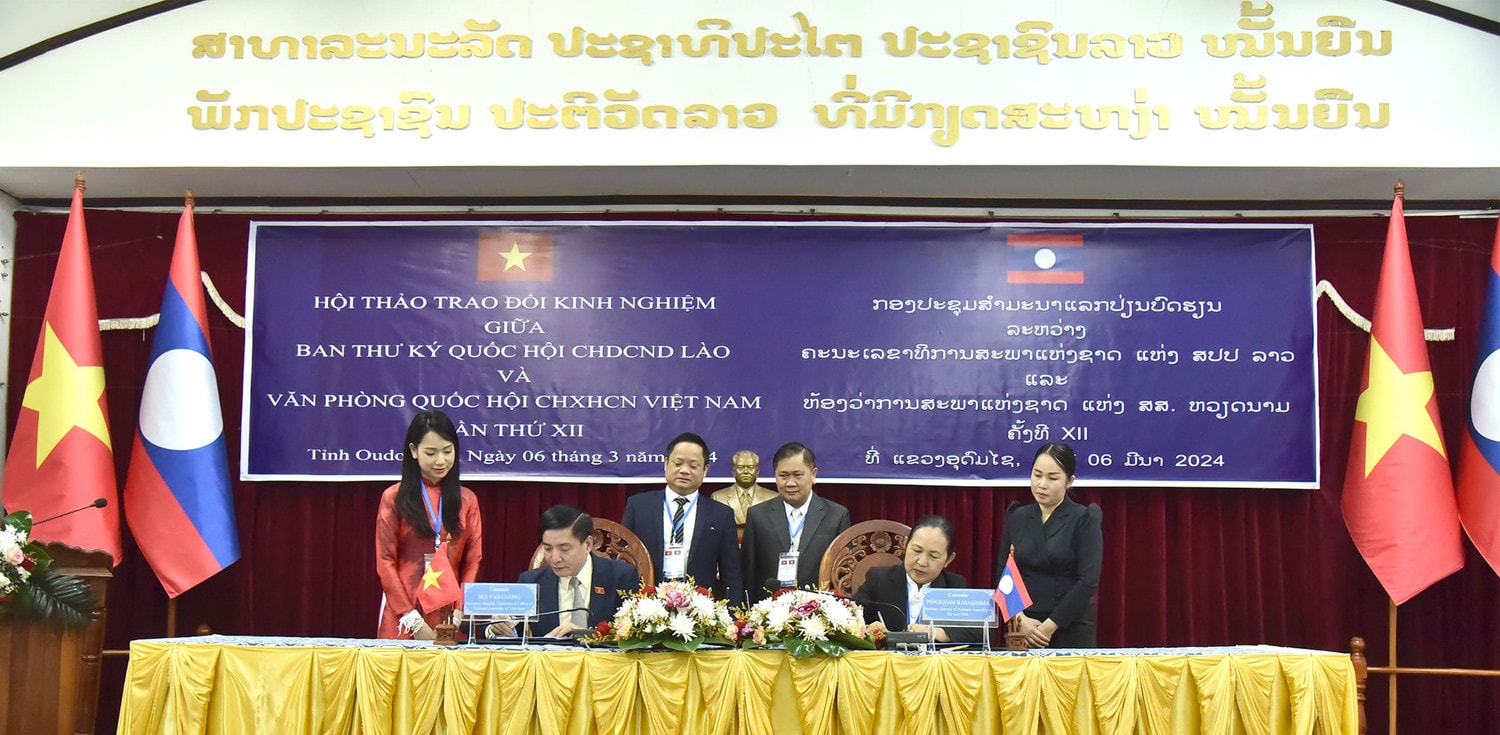 Hội thảo trao đổi kinh nghiệm công tác giữa Ban Thư ký Quốc hội Lào và Văn phòng Quốc hội Việt Nam lần thứ XII -0