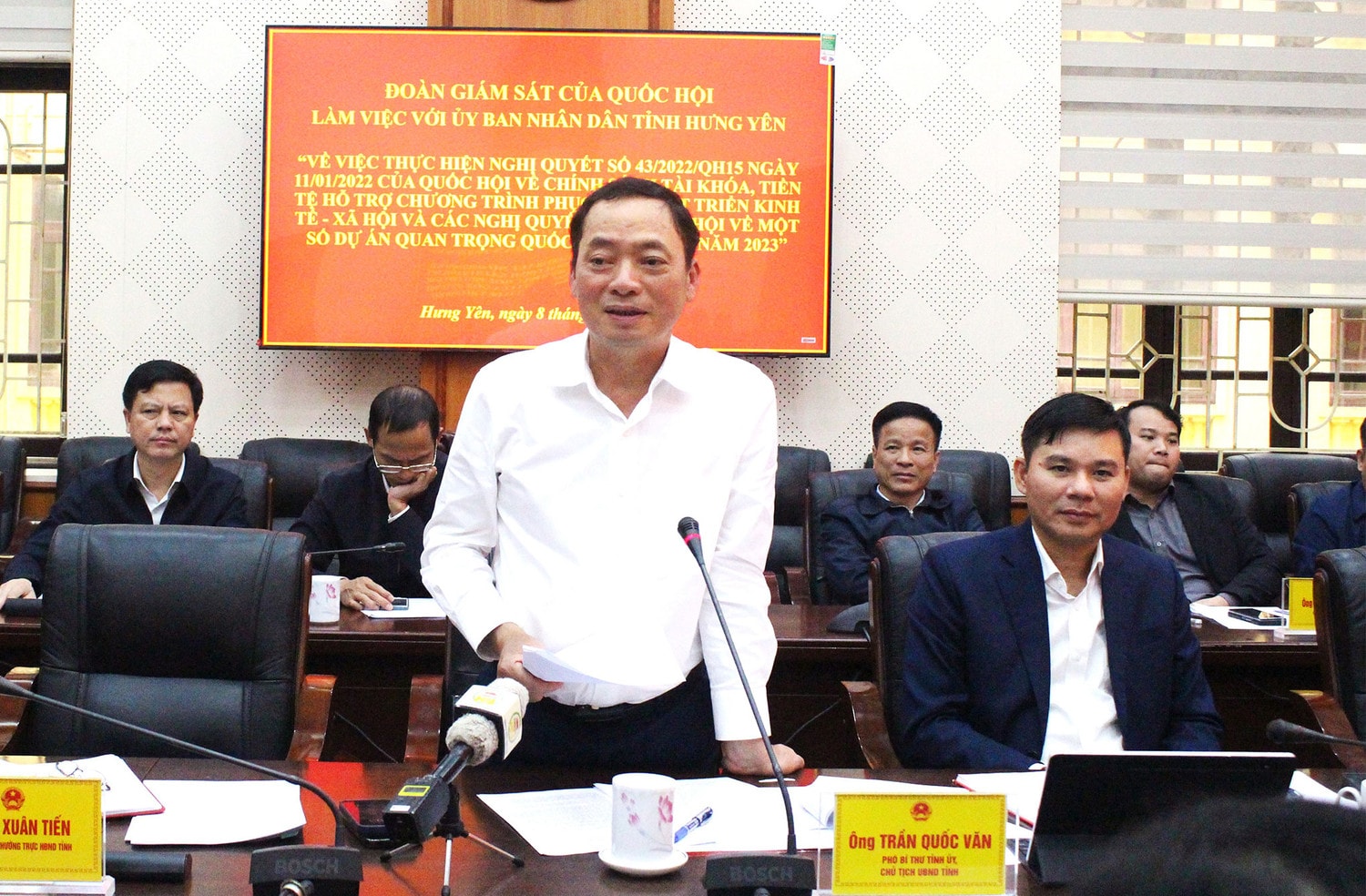 Đoàn giám sát của Quốc hội làm việc với UBND tỉnh Hưng Yên về thực hiện Nghị quyết số 43/2022/QH15 -0