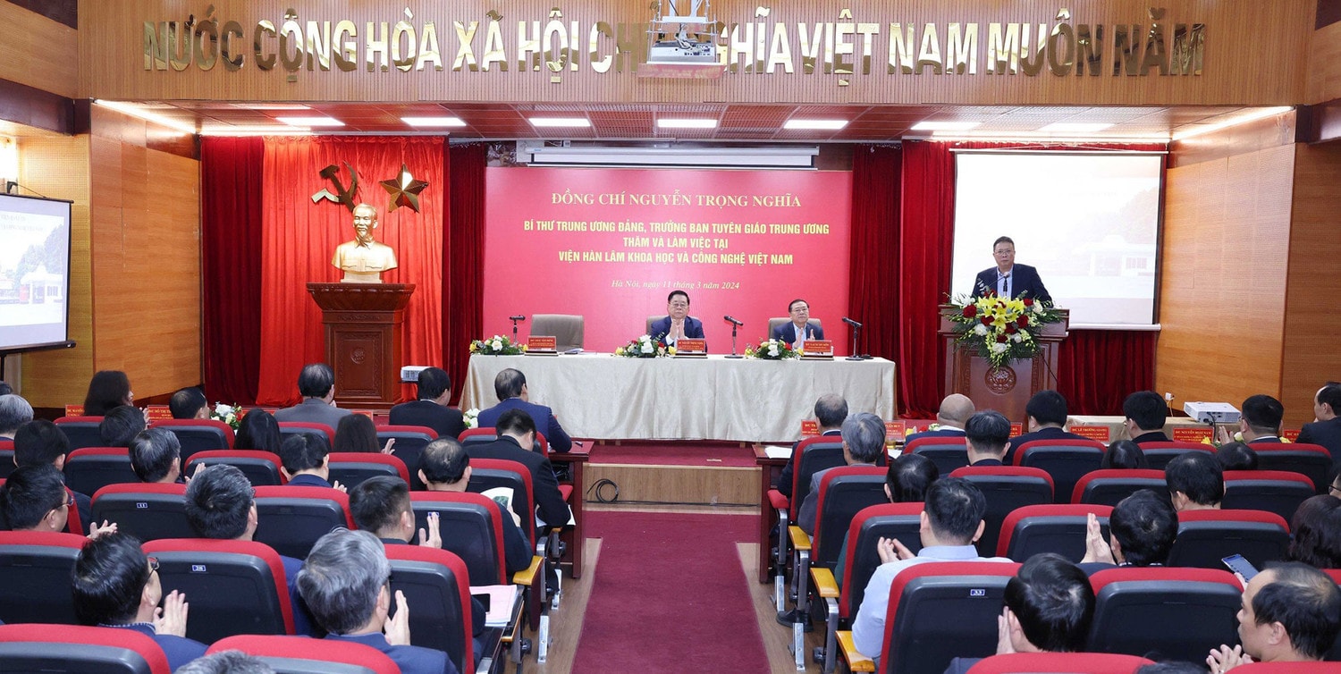 Trưởng Ban Tuyên giáo Trung ương Nguyễn Trọng Nghĩa làm việc với Viện Hàn lâm Khoa học và Công nghệ Việt Nam -0