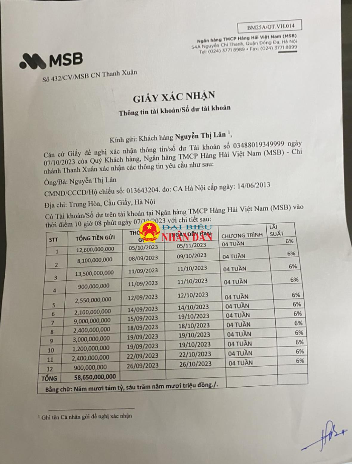 Công an đang điều tra vụ phát hiện 58 tỷ đồng gửi tại ngân hàng MSB biến mất -0