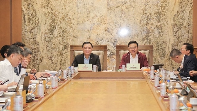 Họp giao ban CEO tại điểm cầu trụ sở Petrovietnam. Ảnh: PVN