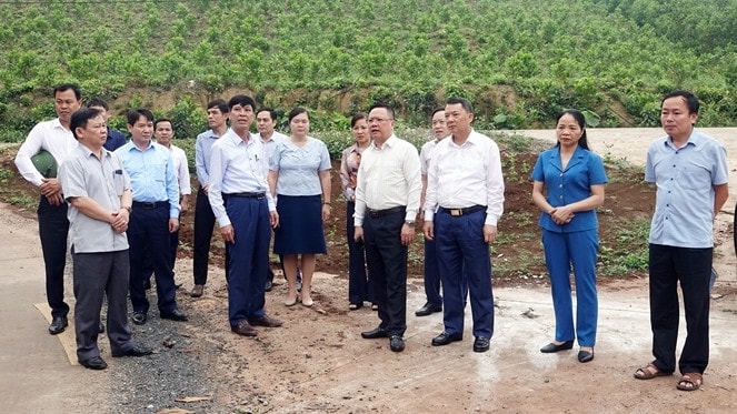 Đoàn giám sát khảo sát thực tế tại một số địa điểm trên địa bàn huyện Như Thanh. Ảnh: Quốc Thịnh