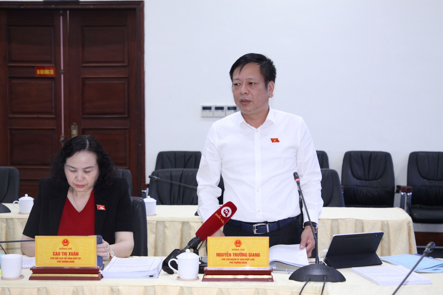Phó Chủ nhiệm Ủy ban Pháp luật Nguyễn Trường Giang phát biểu