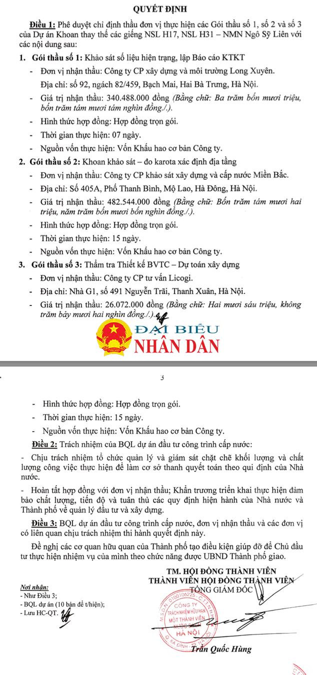 Lộ diện nhà thầu liên tục trúng các gói thầu về khoan giếng tại nhà máy nước Yên Phụ -0
