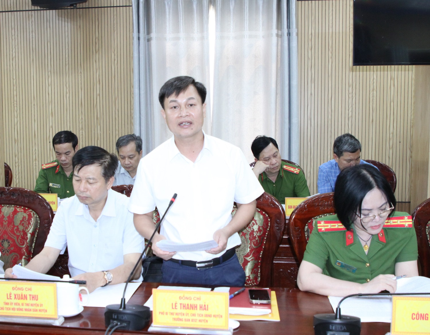 Chủ tịch UBND huyện Hoằng Hóa Lê Thanh Hải phát biểu