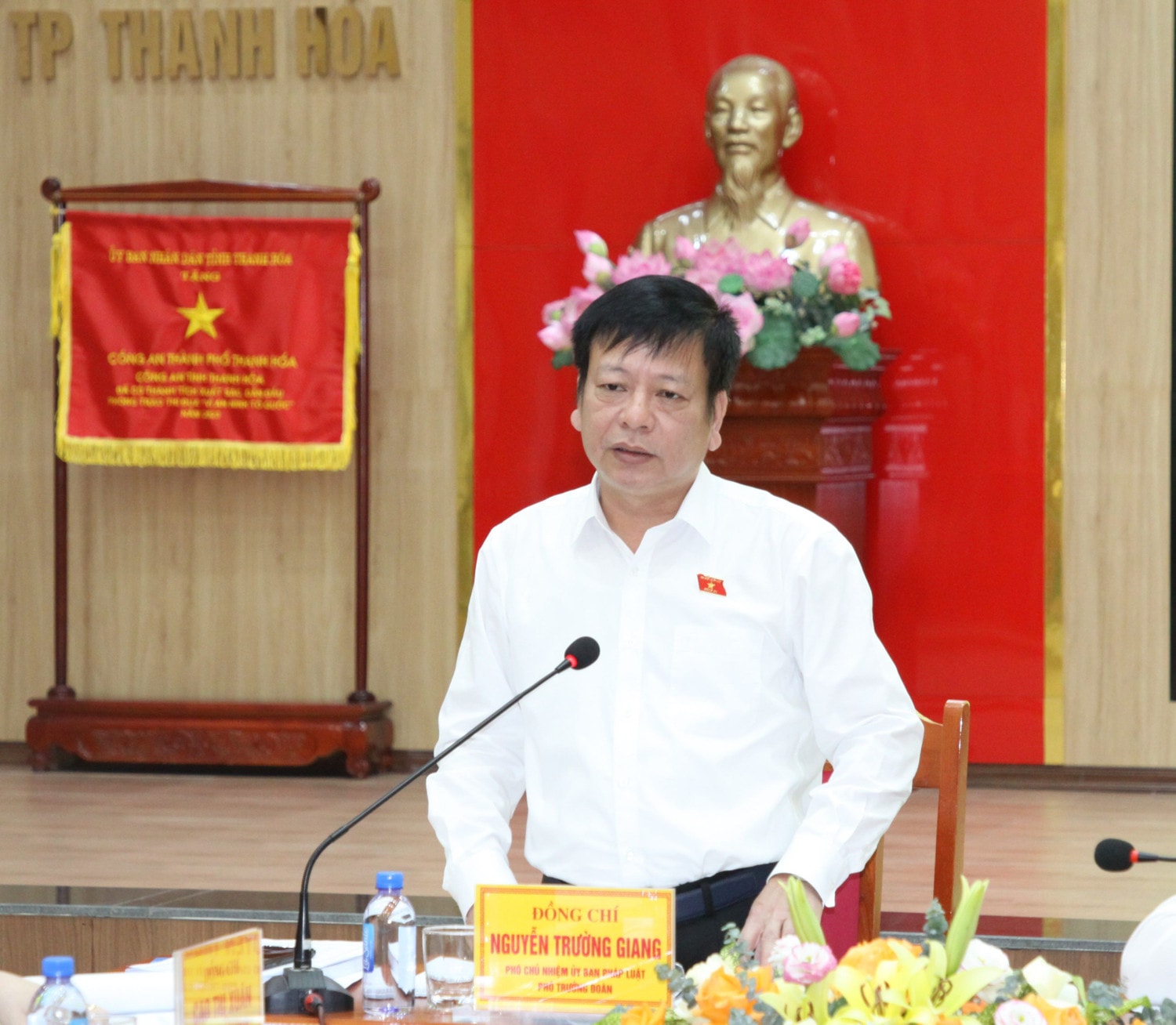 Phó Chủ nhiệm Ủy ban Pháp luật Nguyễn Trường Giang phát biểu Đoàn giám sát của Ủy ban Thường vụ Quốc hội làm việc với công an TP. Thanh Hóa -0