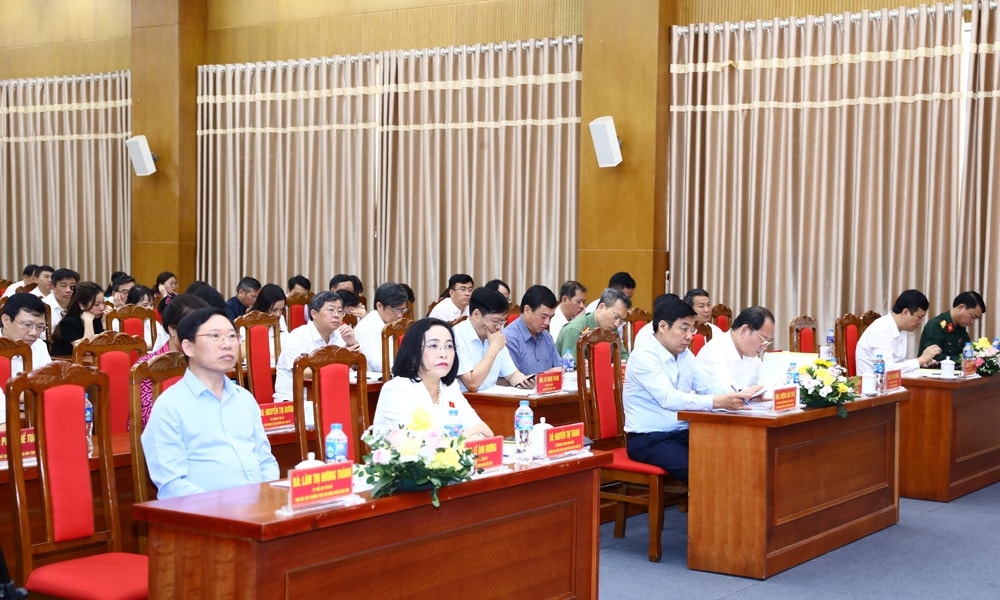 Các đại biểu dự Hội nghị đánh giá tình hình thực hiện các nghị quyết của HĐND tỉnh Bắc Giang từ đầu nhiệm kỳ đến nay 