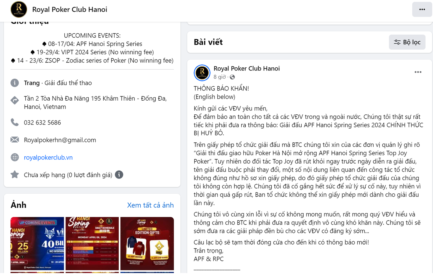 Hà Nội: Người chơi ngỡ ngàng vì giải đấu Poker hoành tráng “hủy kèo” vào phút chót -0