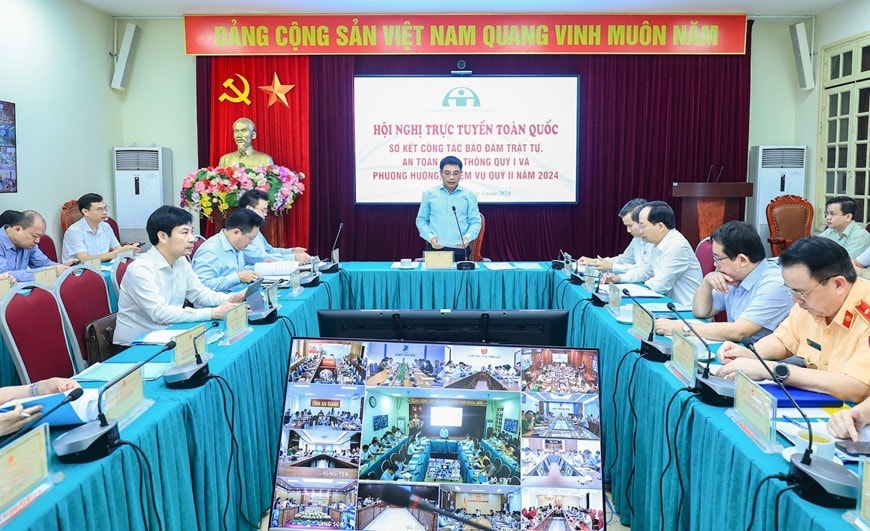 Toàn cảnh Hội nghị toàn quốc sơ kết công tác bảo đảm trật tự, an toàn giao thông quý I tại đầu cầu Hà Nội