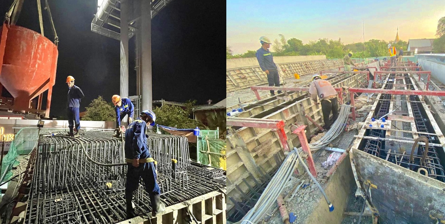 Ban Quản lý Đường sắt đô thị TP. Hồ Chí Minh và các nhà thầu cùng thống nhất triển khai nhiều giải pháp nỗ lực thi công ngày đêm đẩy nhanh tiến độ cầu bộ hành tại dự án tuyến Metro số 1. Ảnh: BQL