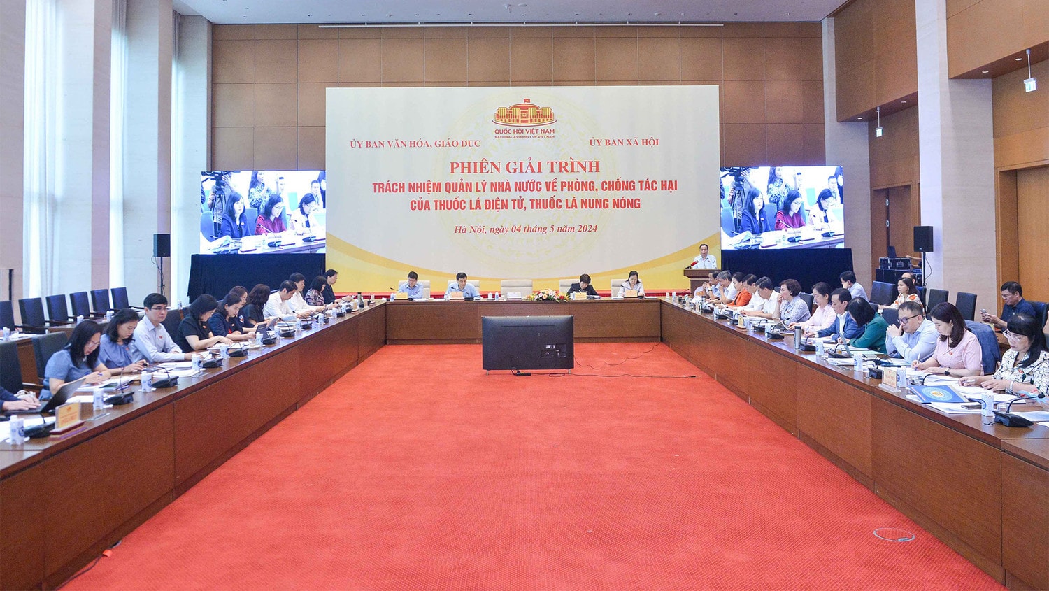 Phó Chủ tịch Thường trực Quốc hội Trần Thanh Mẫn dự và phát biểu chỉ đạo tại Phiên giải trình về trách nhiệm quản lý nhà nước về phòng, chống tác hại của thuốc lá điện tử -0
