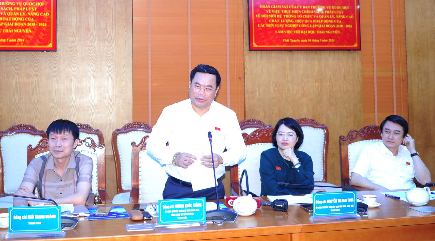 Đoàn giám sát của Ủy ban Thường vụ Quốc hội về đơn vị sự nghiệp công lập làm việc với Đại học Thái Nguyên -0