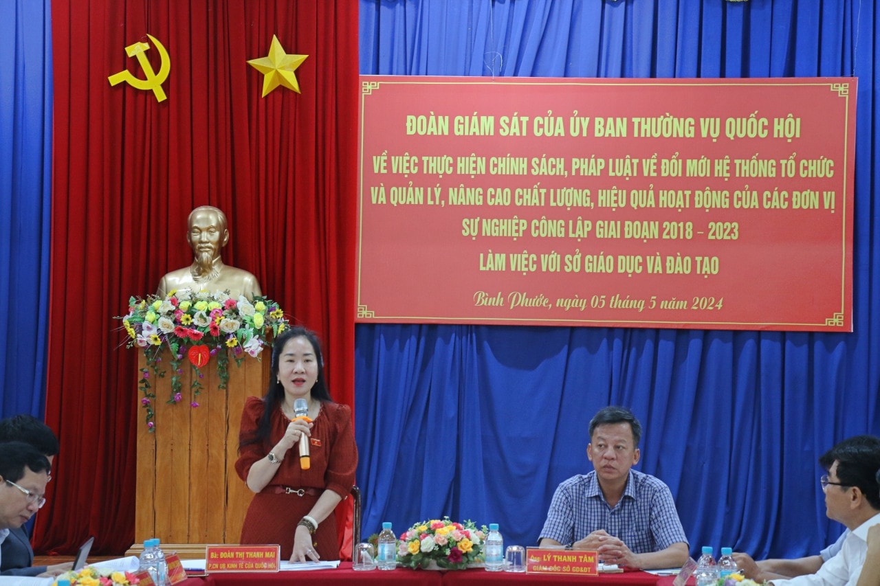 Đoàn giám sát của Ủy ban Thường vụ Quốc hội làm việc với Sở Giáo dục và đào tạo tỉnh Bình Phước -0