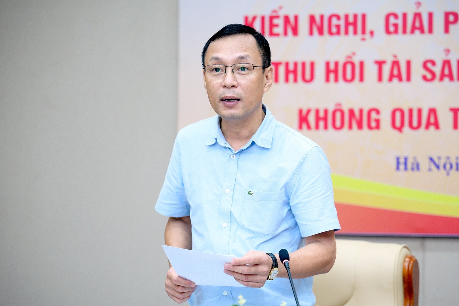 TS, Vụ trưởng Vụ Tư pháp Hoàng Nam Hải, Chủ nhiệm Đề tài phát biểu