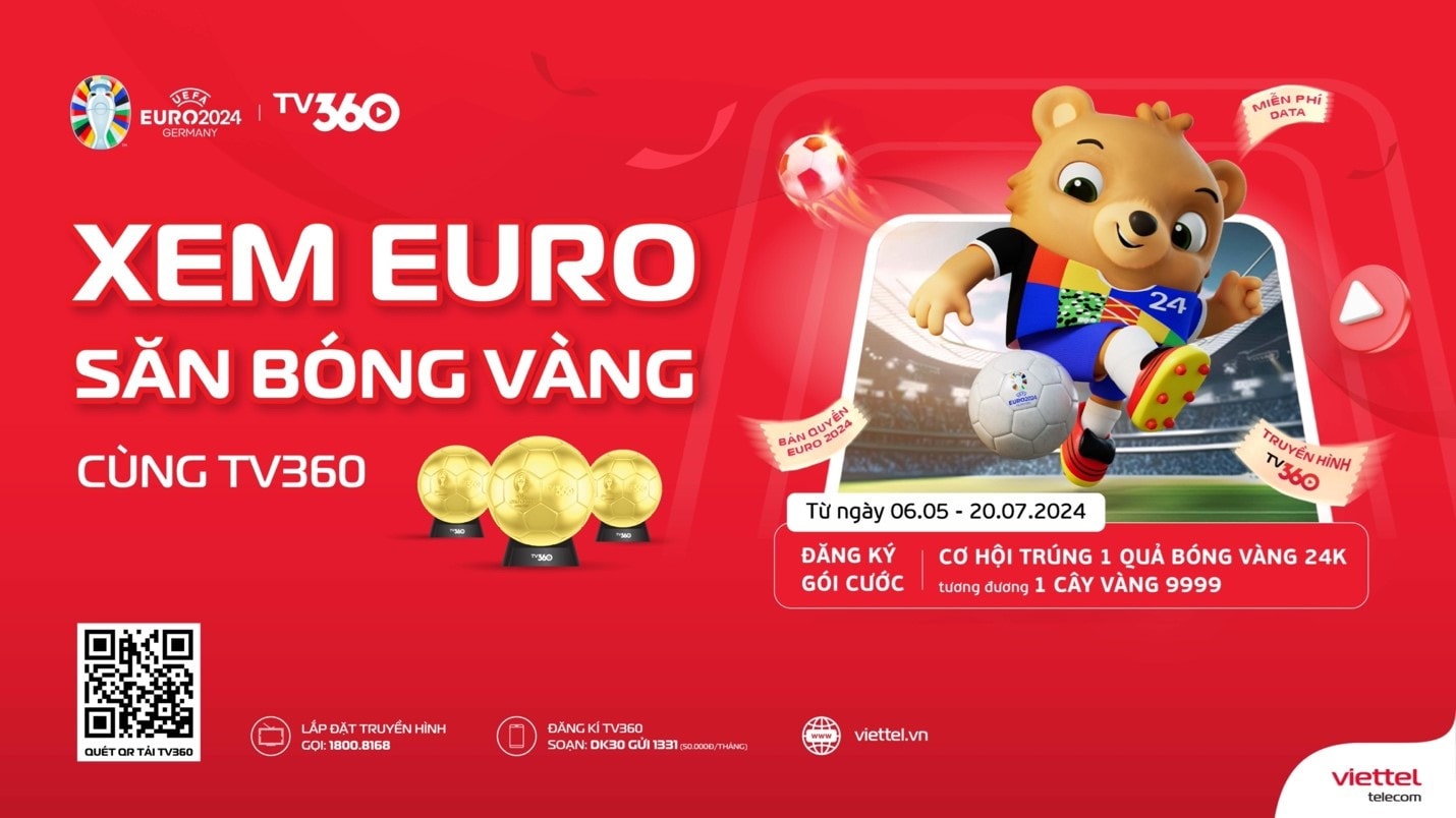 Xem Euro trên TV360 trúng quả bóng vàng 9999 -1