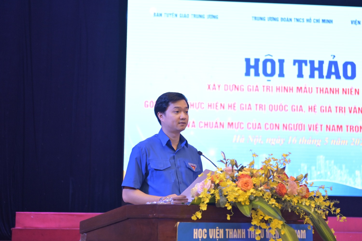 Bí thư Trung ương Đoàn, Chủ tịch Trung ương Hội Sinh viên Việt Nam Nguyễn Minh Triết phát biểu tại hội thảo Thanh niên Việt Nam thời kỳ mới: Hình mẫu mang nhiều giá trị