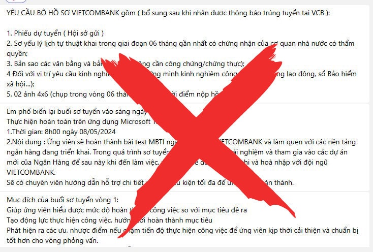 Vietcombank cảnh báo giả mạo