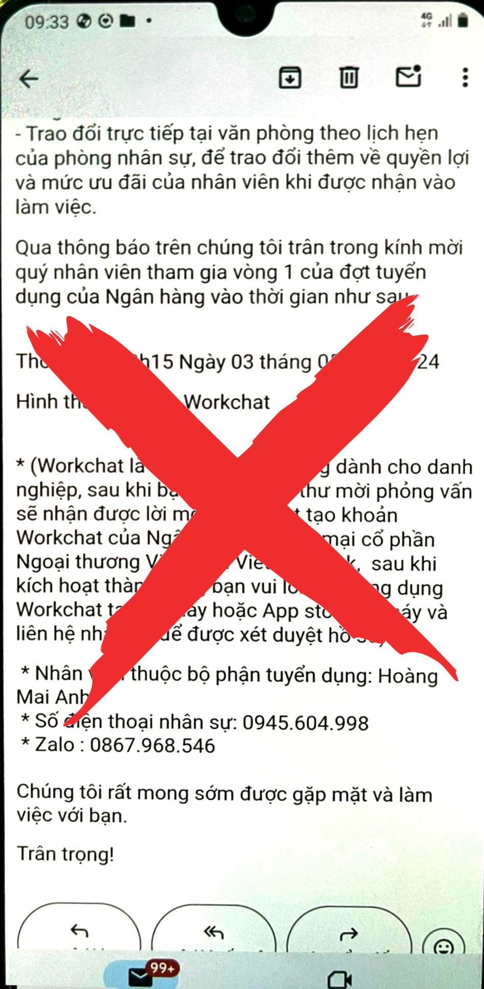 Vietcombank cảnh báo giả mạo