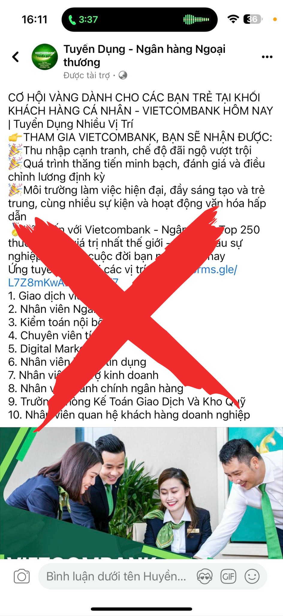 Vietcombank cảnh báo giả mạo