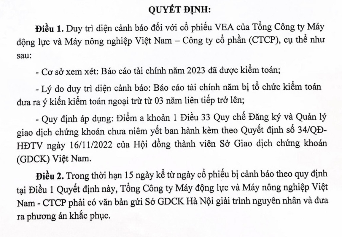 Khoản nợ hơn 500 tỷ của VEAM hiện nay ra sao? -0