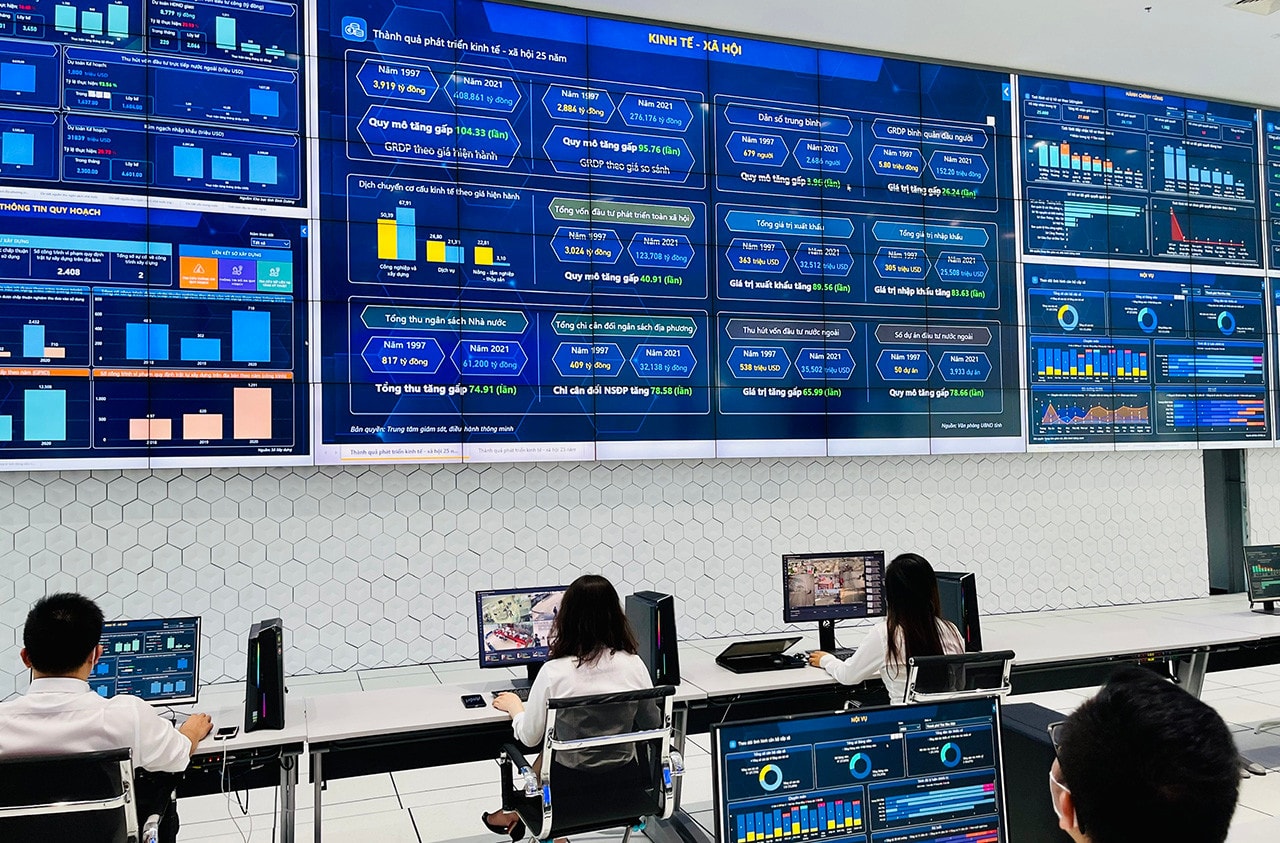 Trung tâm Giám sát, điều hành thông minh (IOC) của tỉnh Bình Dương. Ảnh: Văn Dũng