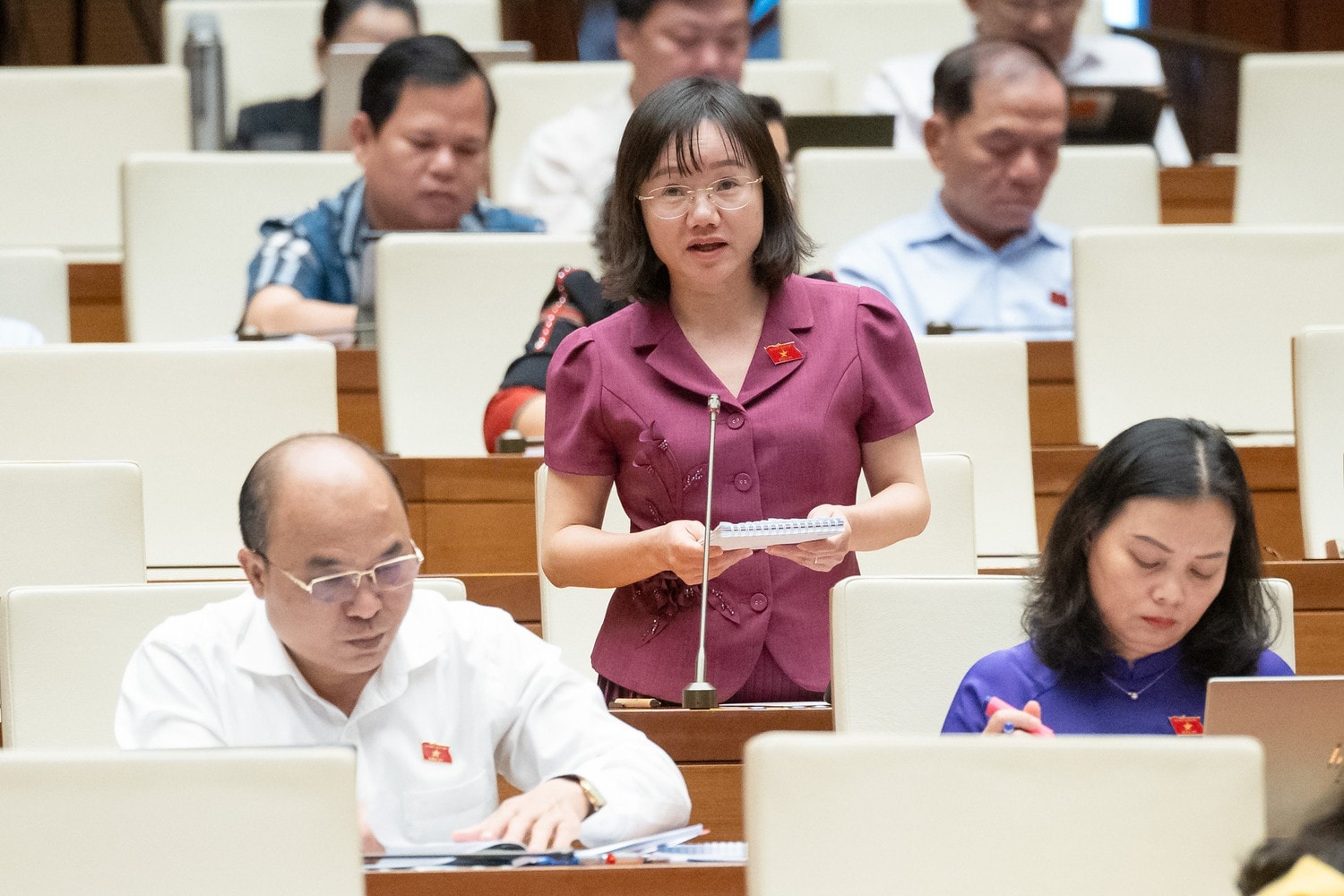 Đại biểu Quốc hội Thái Thị An Chung (Nghệ An) phát biểu. Ảnh: Lâm Hiển