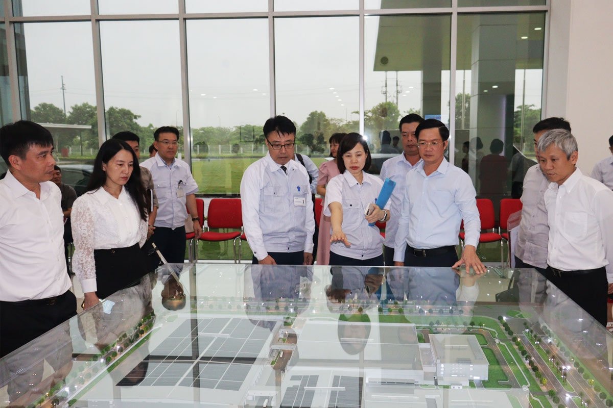 Đoàn giám sát HĐND thành phố về việc thực hiện các quy định, cơ chế, chính sách trong quản lý, phát triển công nghiệp trên địa bàn tại KCN VSIP Hải Phòng (huyện Thủy Nguyên) khảo sát thực tế - ẢNH HOÀNG TÙNG