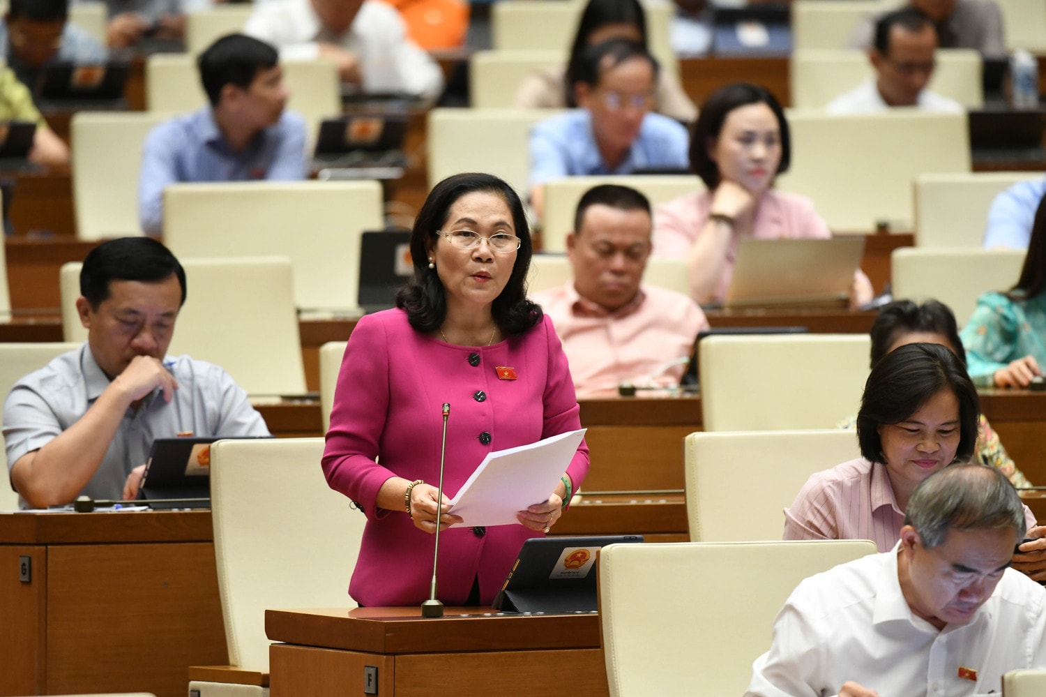 ĐBQH Nguyễn Thị Lệ (TP. Hồ Chí Minh) phát biểu. Ảnh: Lâm Hiển Bảo đảm vai trò hướng dẫn, hỗ trợ của Tòa án trong tiếp cận, thu thập chứng cứ -0