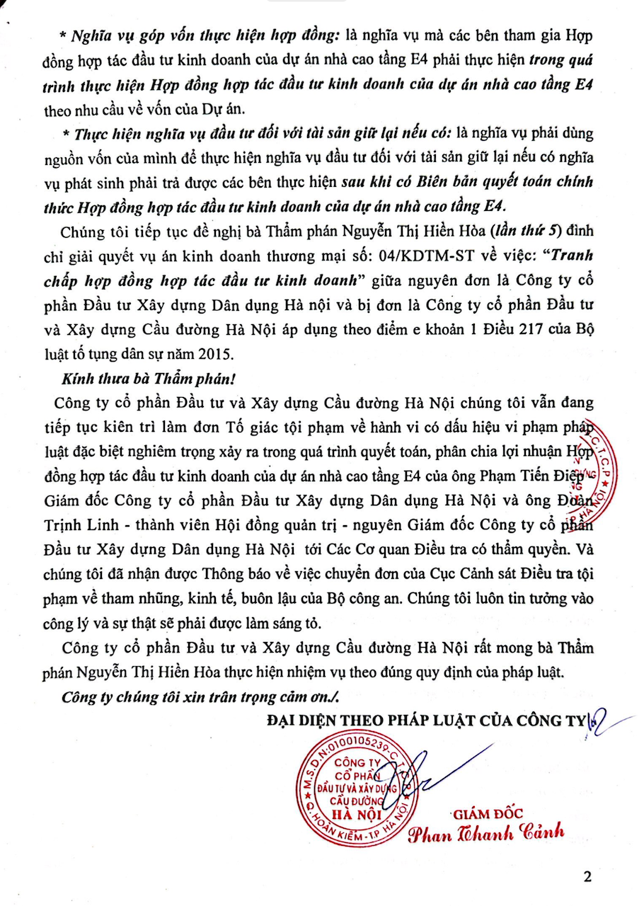 TAND quận Hoàn Kiếm ra quyết định xem xét, thẩm định tại chỗ, Công ty cổ phần Đầu tư và Xây dựng Cầu đường Hà Nội phản đối quyết liệt -1