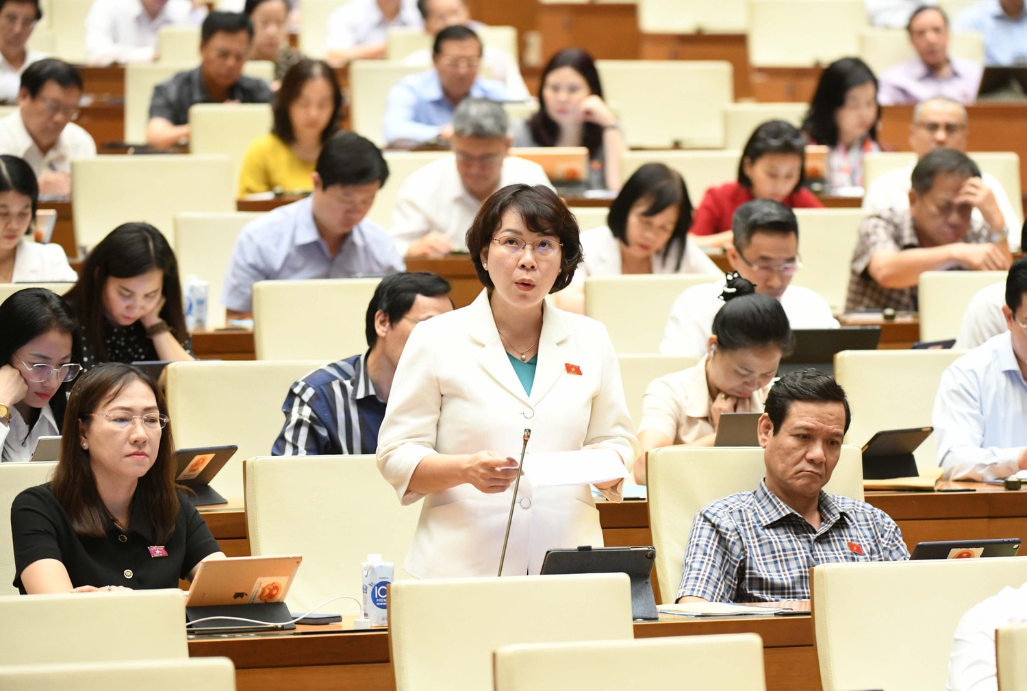 ĐBQH Trần Thị Thanh Lam (Bến Tre) phát biểu. Ảnh: Lâm Hiển Cần tầm nhìn dài hạn trong lập Chương trình xây dựng pháp luật -0