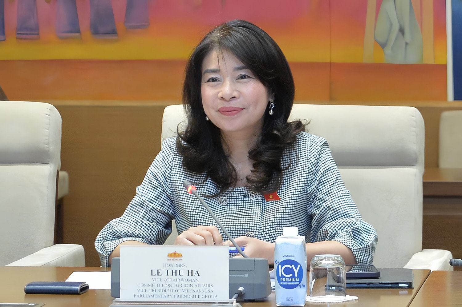 Phó Chủ nhiệm Ủy ban Đối ngoại Lê Thu Hà phát biểu tại buổi tiếp