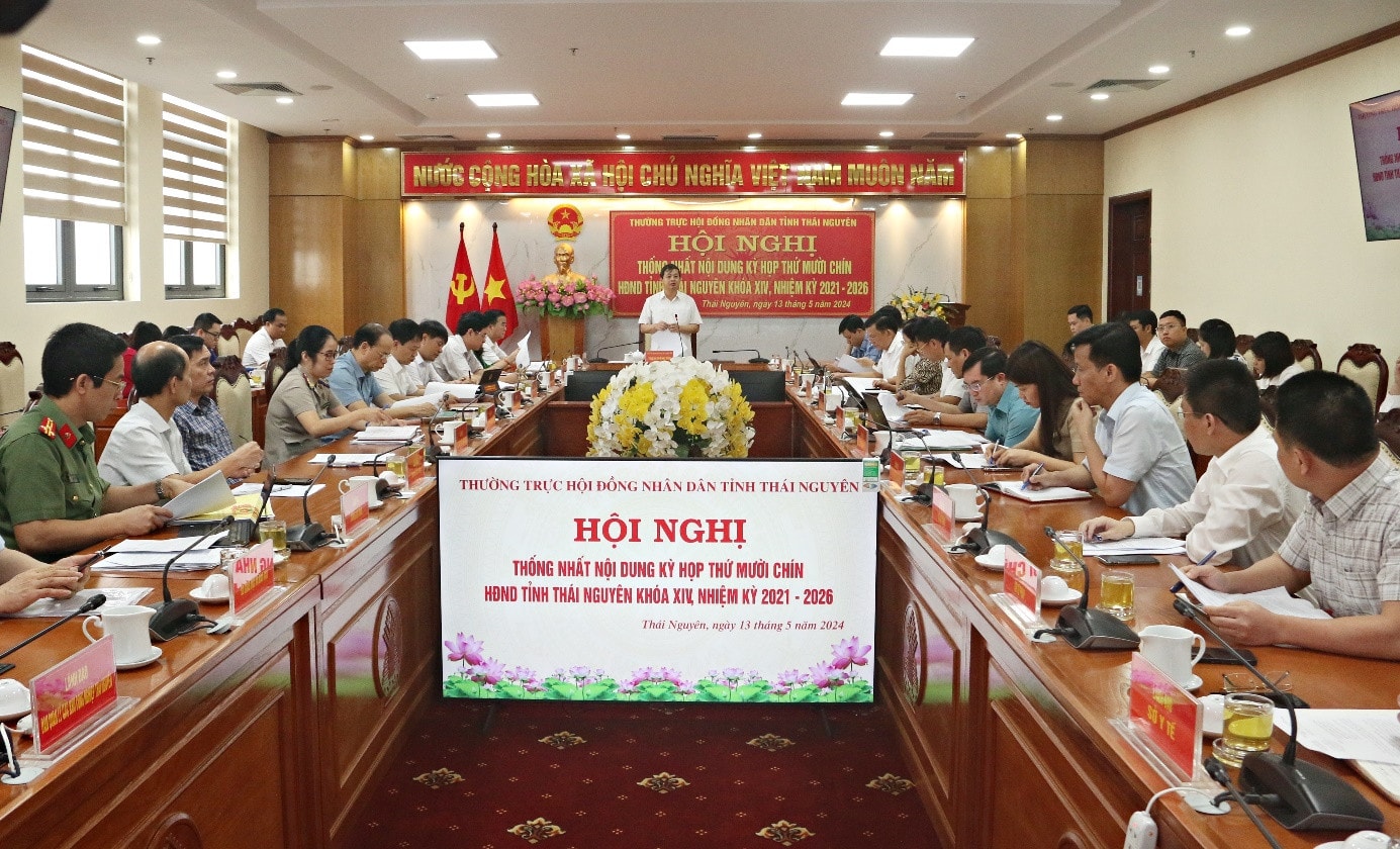 Hội nghị thống nhất nội dung, chương trình Kỳ họp thứ 19, HĐND tỉnh Thái Nguyên Khóa XIV - Ảnh: N. Hạnh