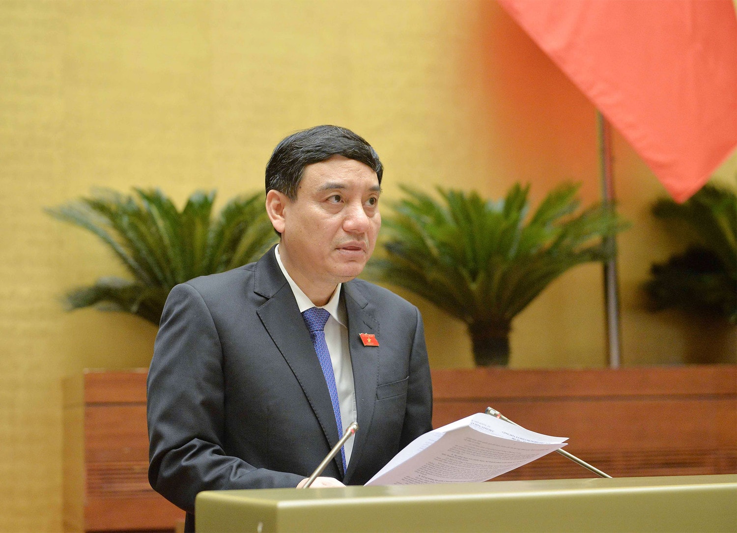 Chairman of the National Assembly (NA) Committee for Culture and Education Nguyen Dac Vinh deliverd the report. Photo: Ho Long qh3-3623-1717379625391.jpg -0