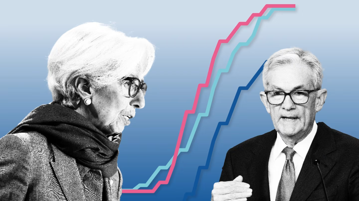 Chủ tịch ECB Christine Lagarde và Chủ tịch Fed Jerome Powell. Ảnh: Financial Times
