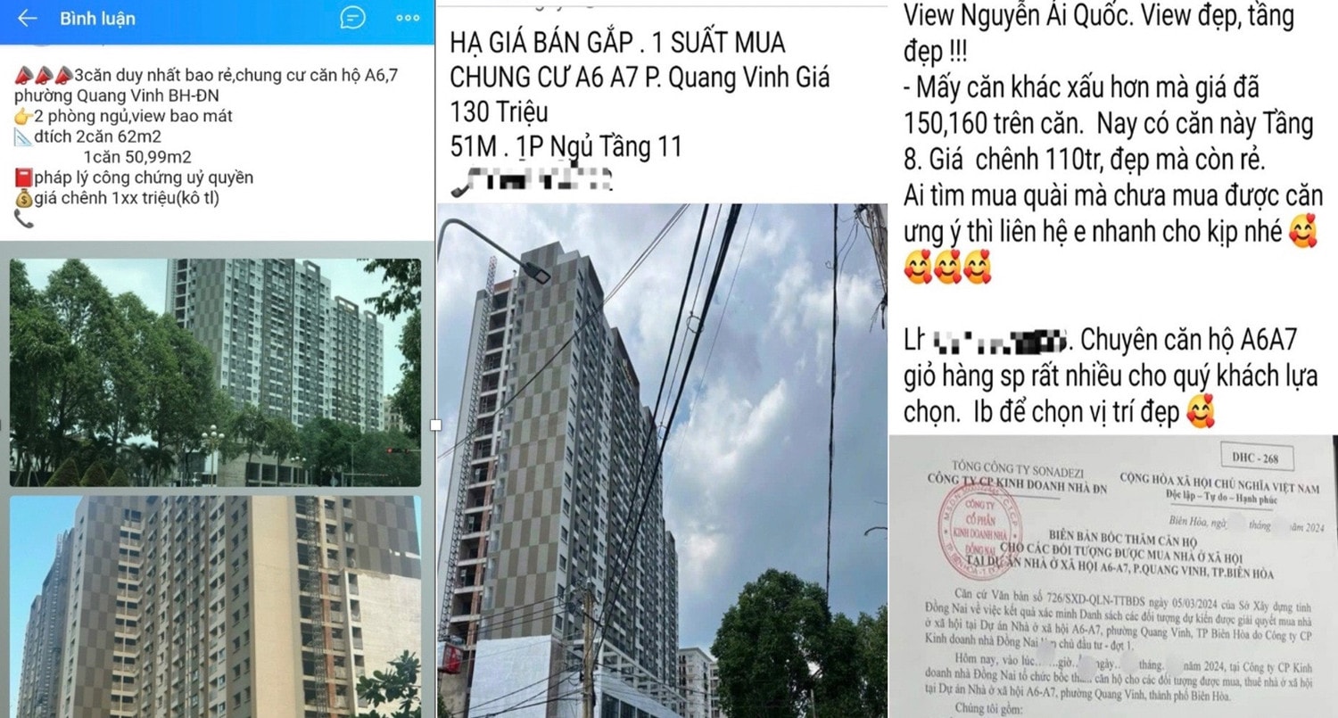 Đồng Nai: Nhà ở xã hội được rao bán trên mạng với giá chênh lệch hơn 100 triệu đồng mỗi căn -0