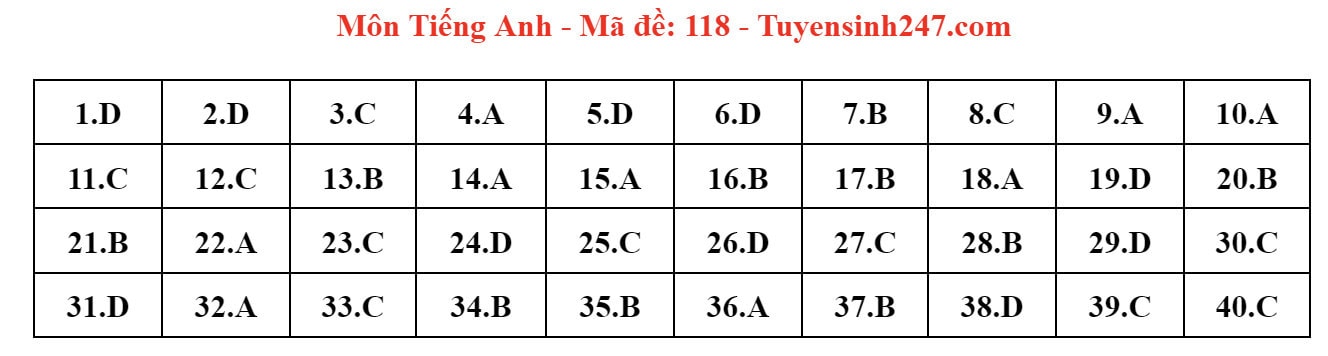 Gợi ý đáp án đề thi môn tiếng Anh vào lớp 10 của Hà Nội năm 2024 -0