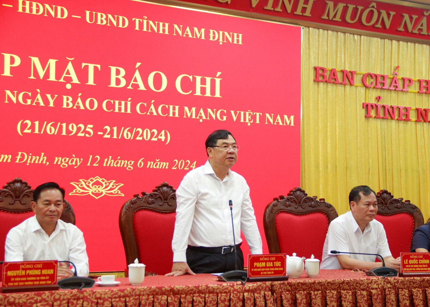 Bí thư Tỉnh ủy Phạm Gia Túc phát biểu Sự đóng góp tích cực của các cơ quan báo chí vào thành công chung của toàn tỉnh Nam Định -0