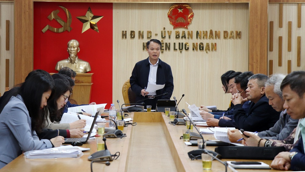Đoàn giám sát HĐND tỉnh Bắc Giang làm việc với UBND huyện Lục Ngạn về việc tuyển dụng, quản lý, sử dụng biên chế công chức, viên chức, người lao động - ẢNH KHÔI NGUYÊN